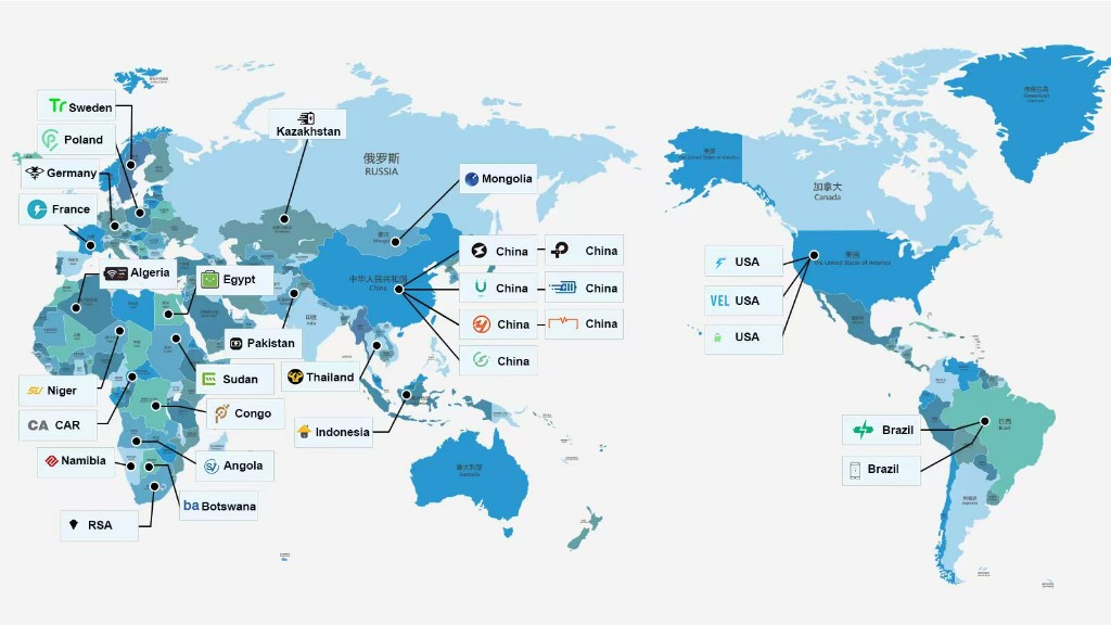 全球合作伙伴与客户分布示意地图